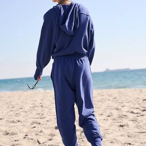 FREE PEOPLE Movement Training Day Jumpsuit NEW Size XL Blue Indigo